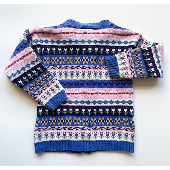 Girl's Vintage Carter's Cotton Knit Fair Isle Spring Cardigan Sweater Size 4T - Picture 6 of 6